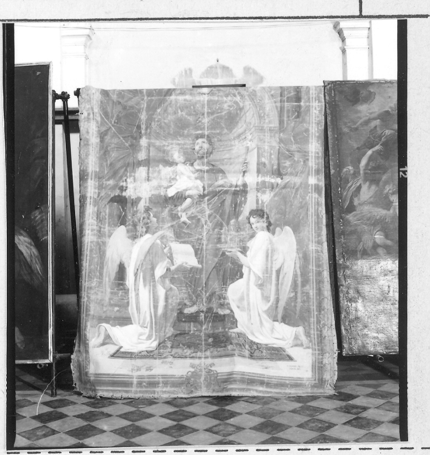 San Giuseppe con Gesù Bambino e angeli (stendardo) - ambito Italia centrale (sec. XIX)