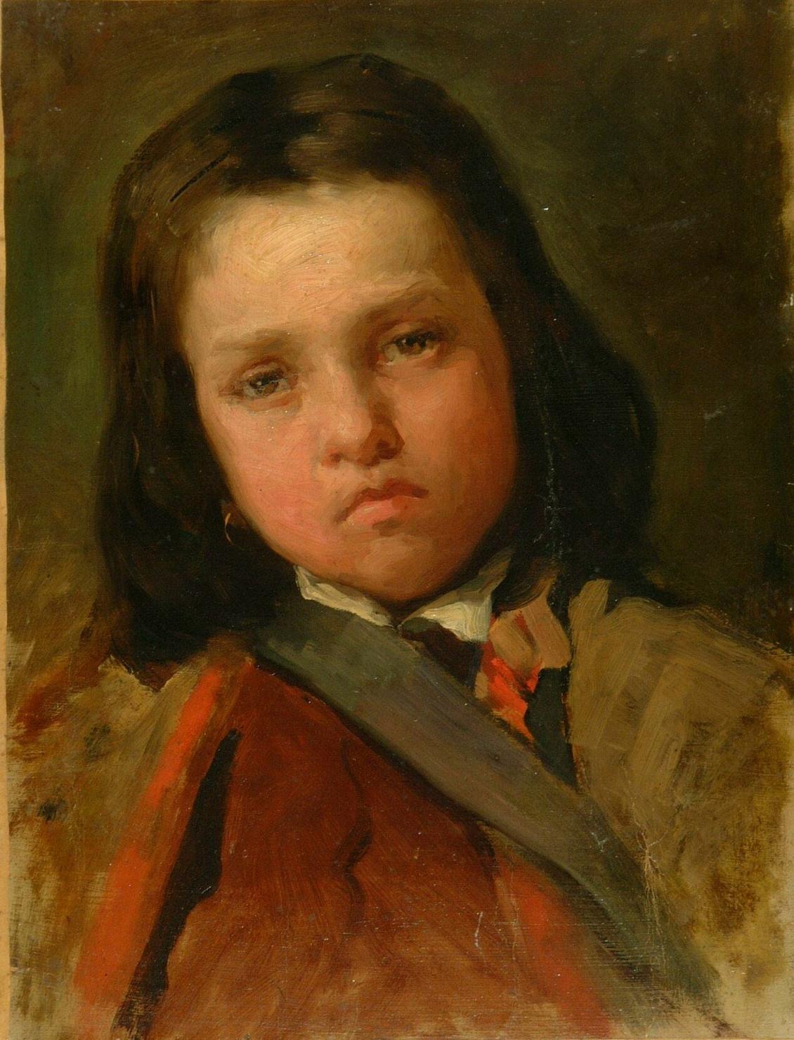 busto ritratto di bambino (dipinto) di Patini Teofilo (attribuito) (terzo quarto sec. XIX)