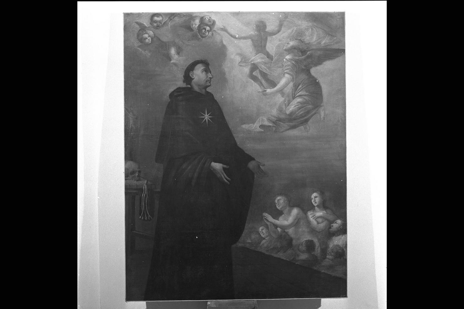 San Nicola da Tolentino intercede per le anime del purgatorio (dipinto) - ambito marchigiano (secc. XVII/ XVIII)