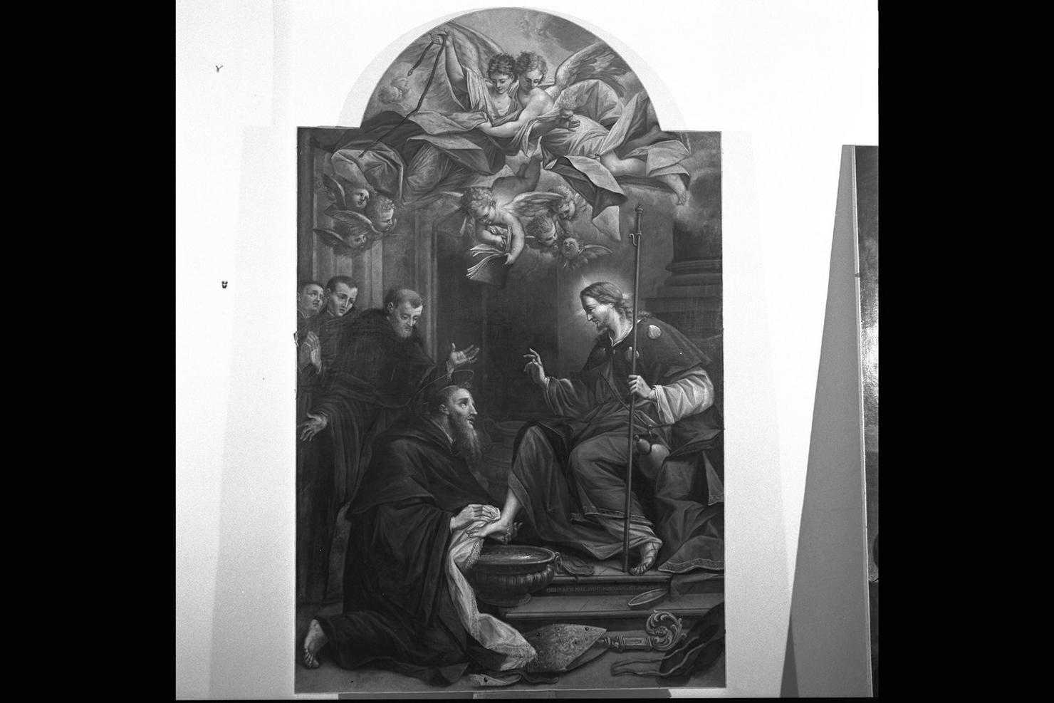 Sant'Agostino lava i piedi di Cristo (dipinto) di Ricci Filippo (sec. XVIII)