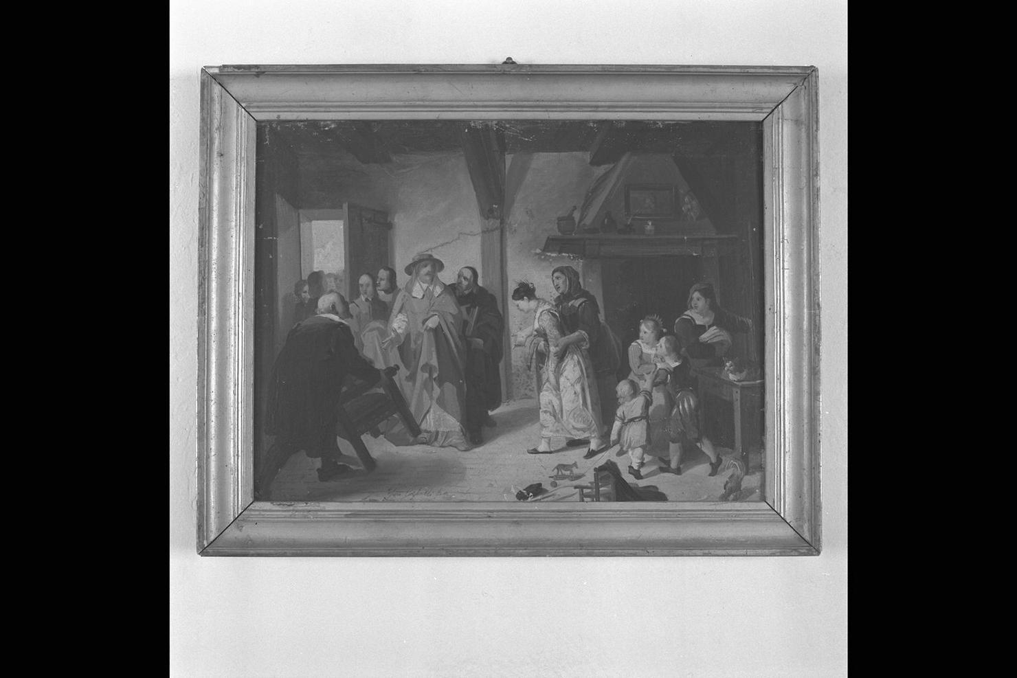 Il Cardinal Borromeo visita Lucia in casa del sarto, Cardinal Borromeo visita Lucia in casa del sarto (dipinto) di Coghetti Francesco (sec. XIX)