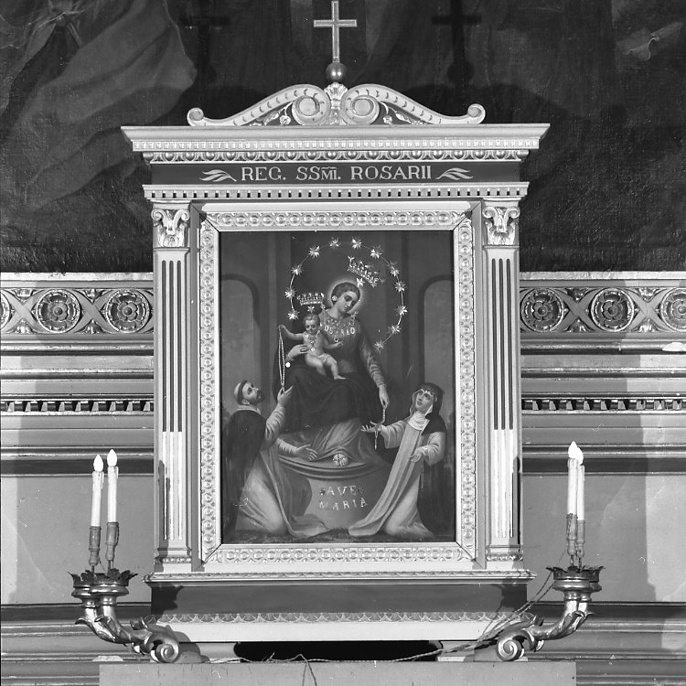 Madonna del Rosario con San Domenico e Santa Caterina da Siena (dipinto) - ambito marchigiano (sec. XX)