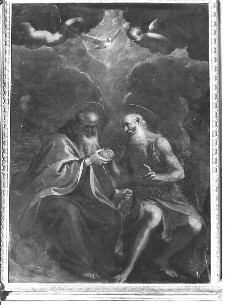 Sant'Antonio Abate visita San Paolo Eremita nel deserto (dipinto) di Ridolfi Claudio (attribuito) (sec. XVII)