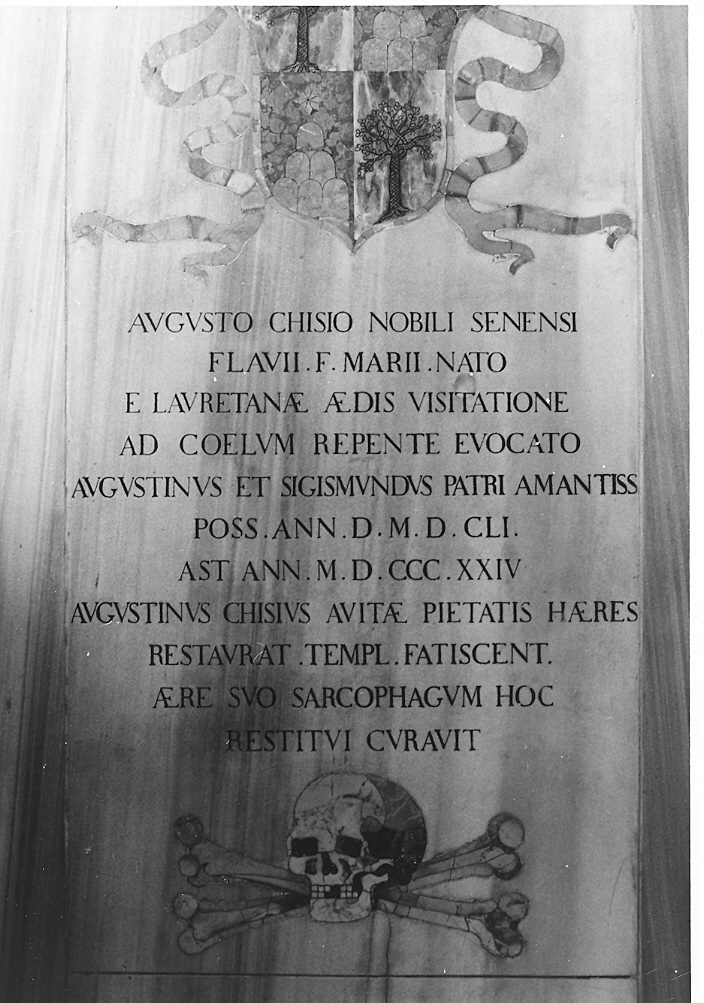 lapide commemorativa, elemento d'insieme - bottega Italia centrale (sec. XVII, sec. XIX)