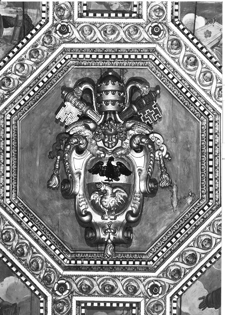 stemma papale di Paolo V (lacunare, elemento d'insieme) di Costa Andrea, Rizzo Antonio, Gattucci Tommaso, Zappetta Giacomo (sec. XVII)