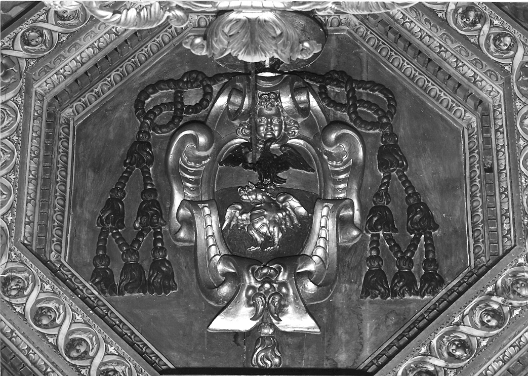 stemma cardinalizio di Camillo Borghese (lacunare, elemento d'insieme) di Costa Andrea, Rizzo Antonio, Gattucci Tommaso, Zappetta Giacomo (sec. XVII)