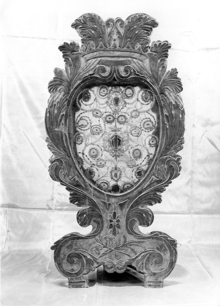 reliquiario - a tabella, serie - bottega marchigiana (fine/inizio secc. XVIII/ XIX)