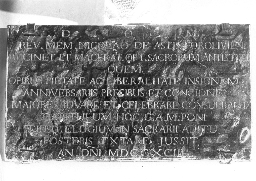 lapide commemorativa - bottega marchigiana (sec. XVIII)