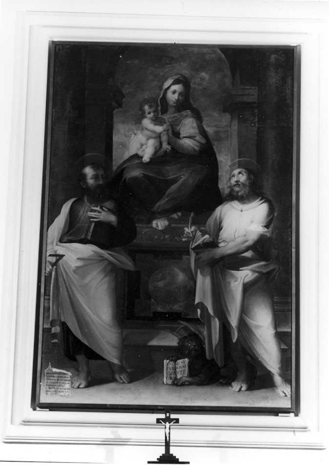 Madonna con Bambino e Santi (dipinto) di Ridolfi Claudio (sec. XVI)