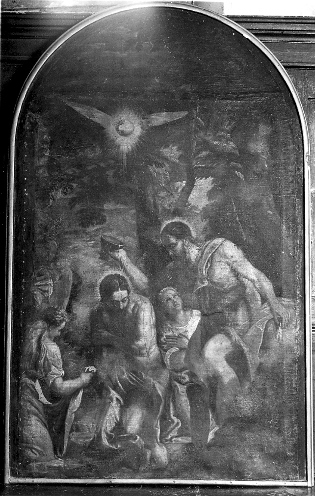 battesimo di Cristo (dipinto) di Ridolfi Claudio (attribuito) (secc. XVI/ XVII)
