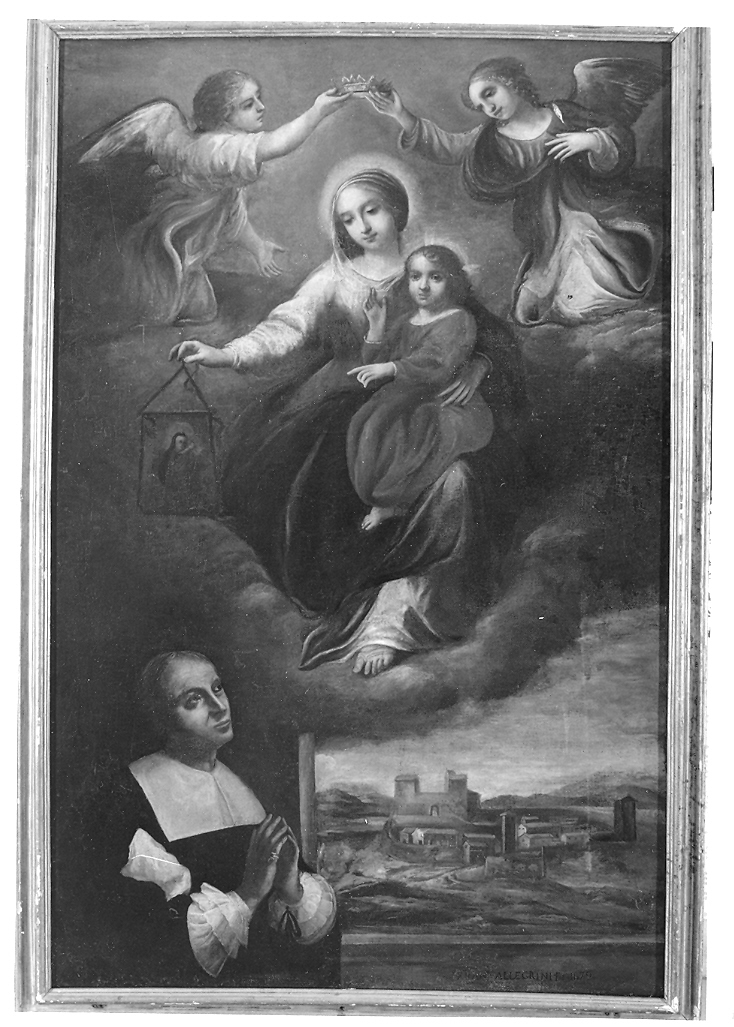 Madonna con Bambino in cielo (dipinto) di Allegrini Francesco (sec. XVII)