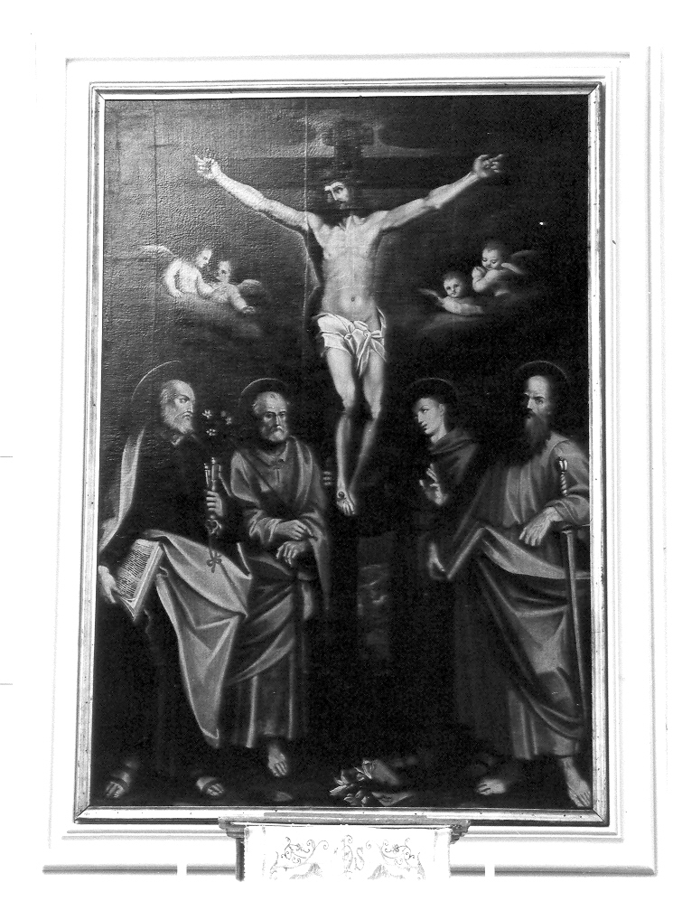 Cristo crocifisso con Santi (dipinto) - ambito marchigiano (sec. XVII)