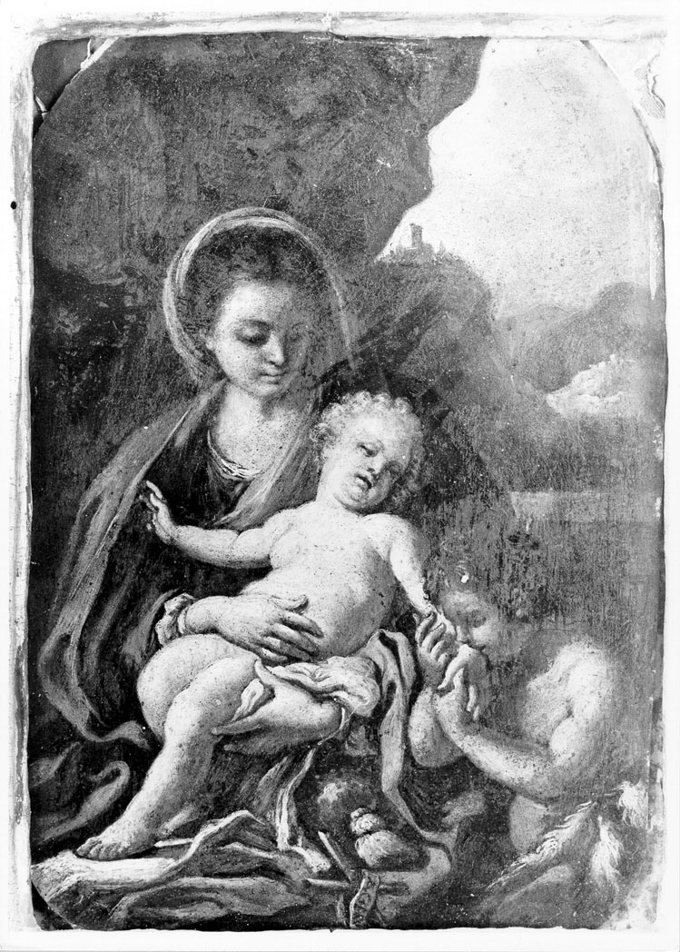 Madonna con Bambino e San Giovannino (dipinto) di Berrettoni Niccolò (seconda metà sec. XVII)