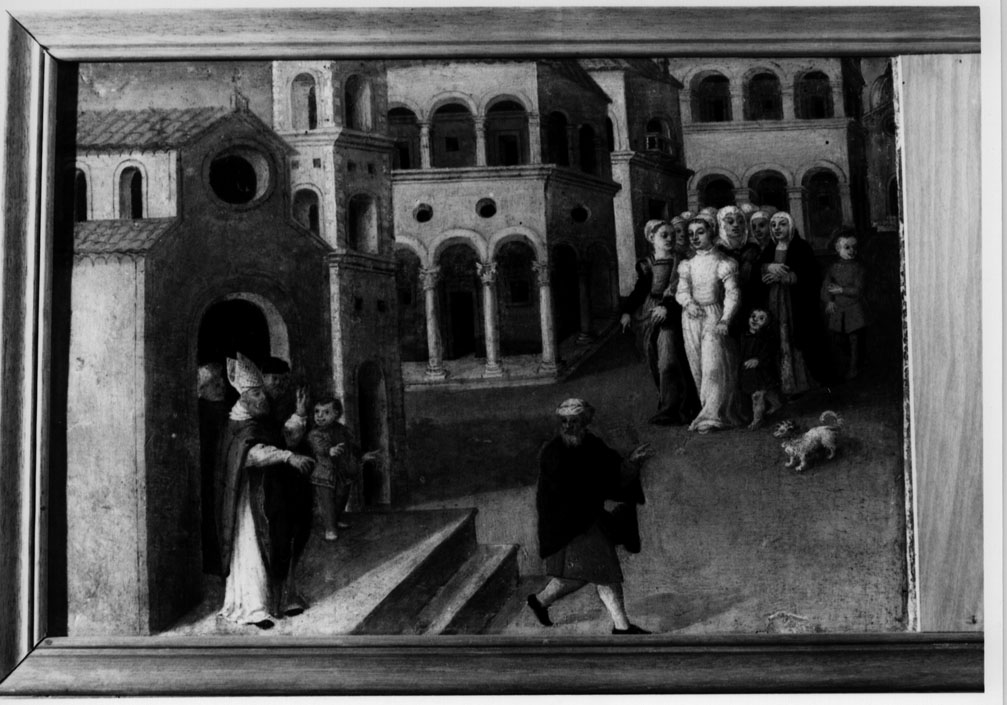 storie della vita di Sant'Anna e San Gioacchino (predella, elemento d'insieme) di Nobili Durante (metà sec. XVI)