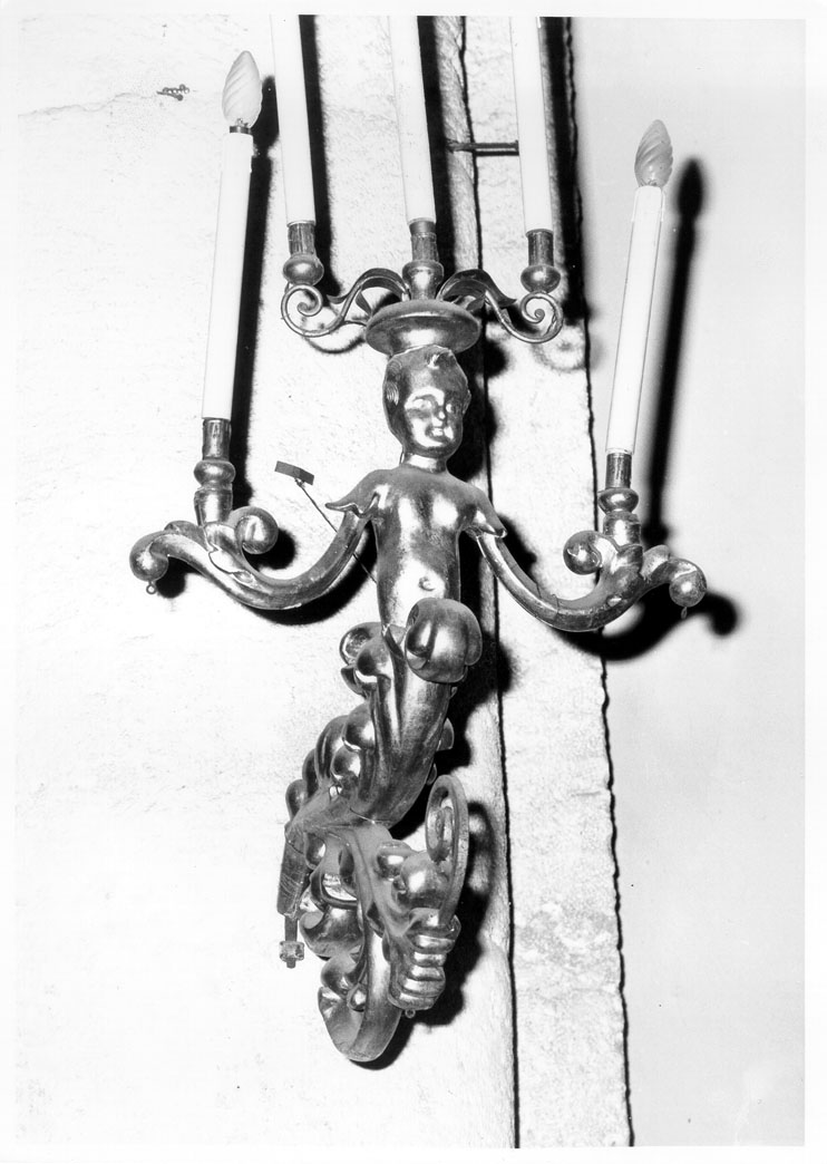 candelabro, serie - bottega marchigiana (fine/inizio secc. XVIII/ XIX)