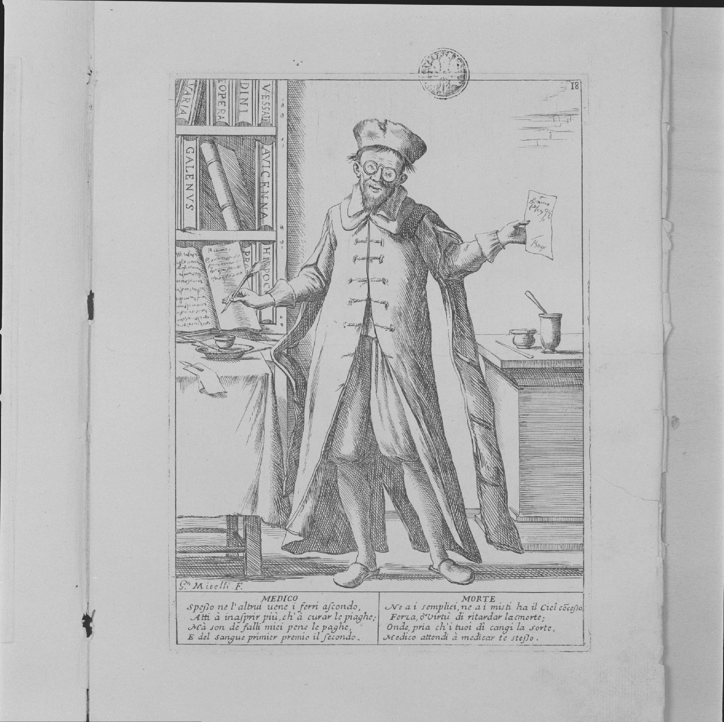 medico (stampa, serie) di Mitelli Giuseppe Maria (sec. XVII)