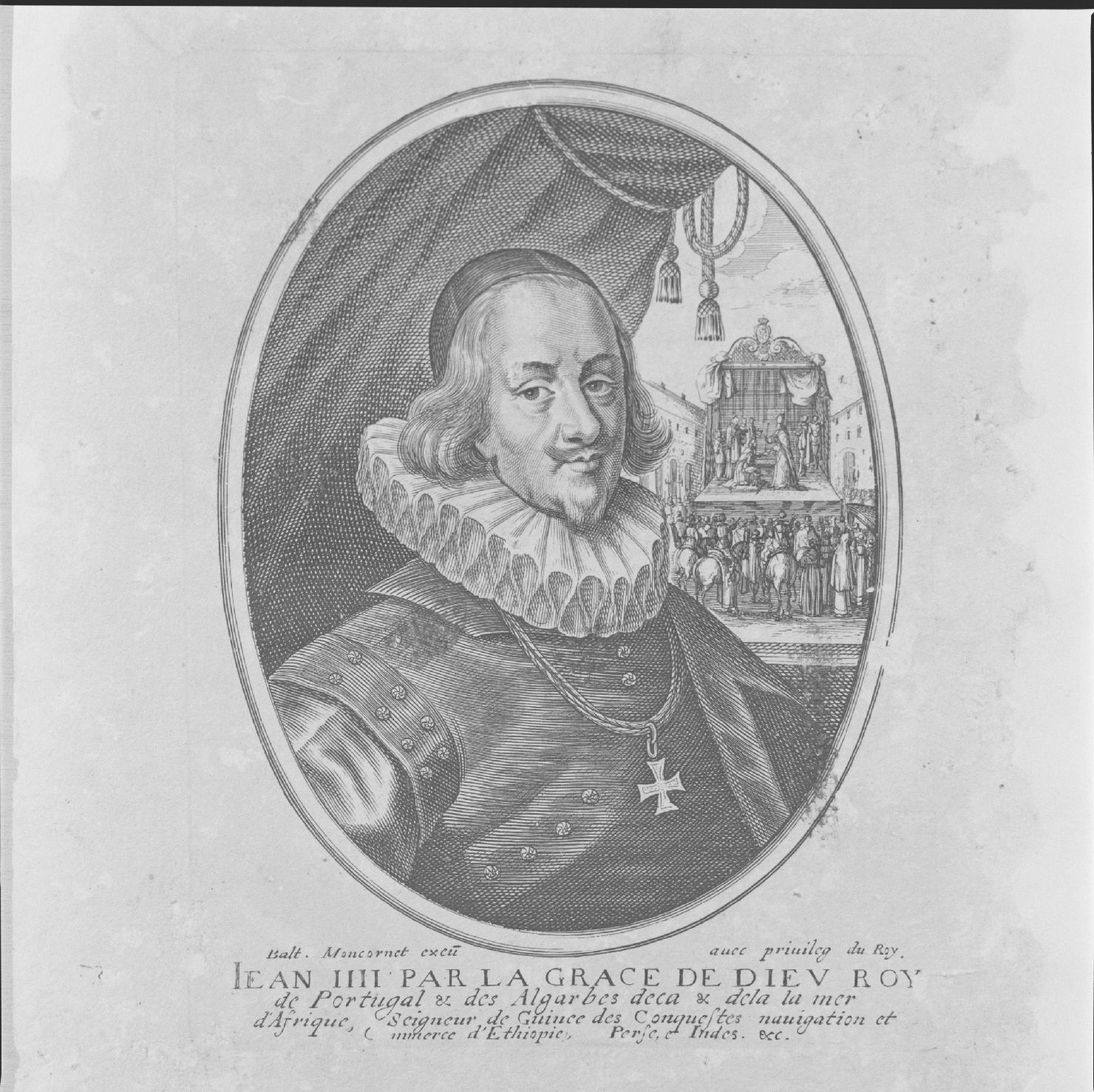 ritratto di Giovanni IV re del Portogallo (stampa smarginata, serie) - ambito francese, ambito francese, ambito francese (sec. XVII)
