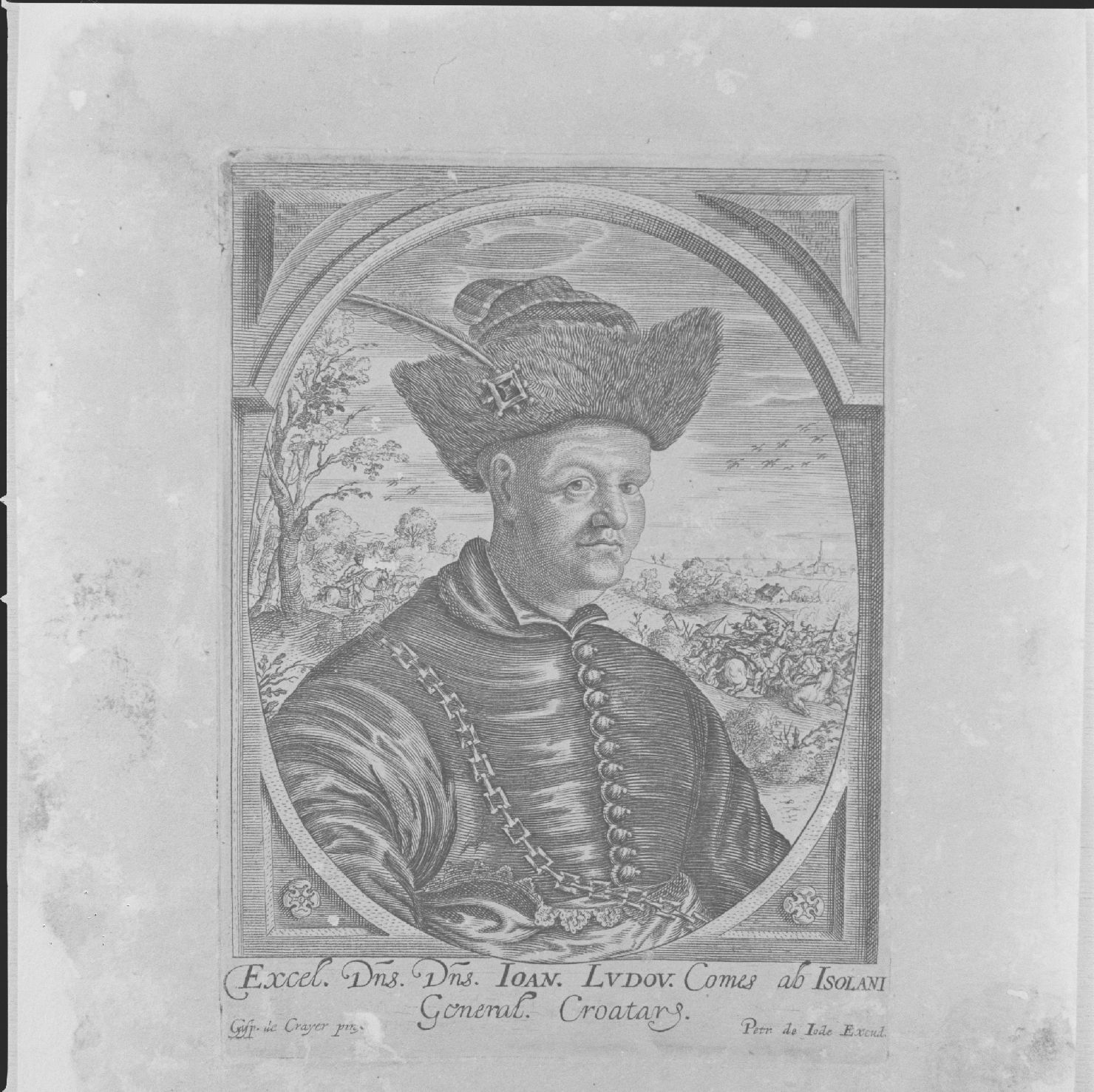 ritratto del conte Giovanni Ludovico dagli Isolani (stampa) di Crayer Caspar de, Jode Pieter de il Vecchio (sec. XVII)