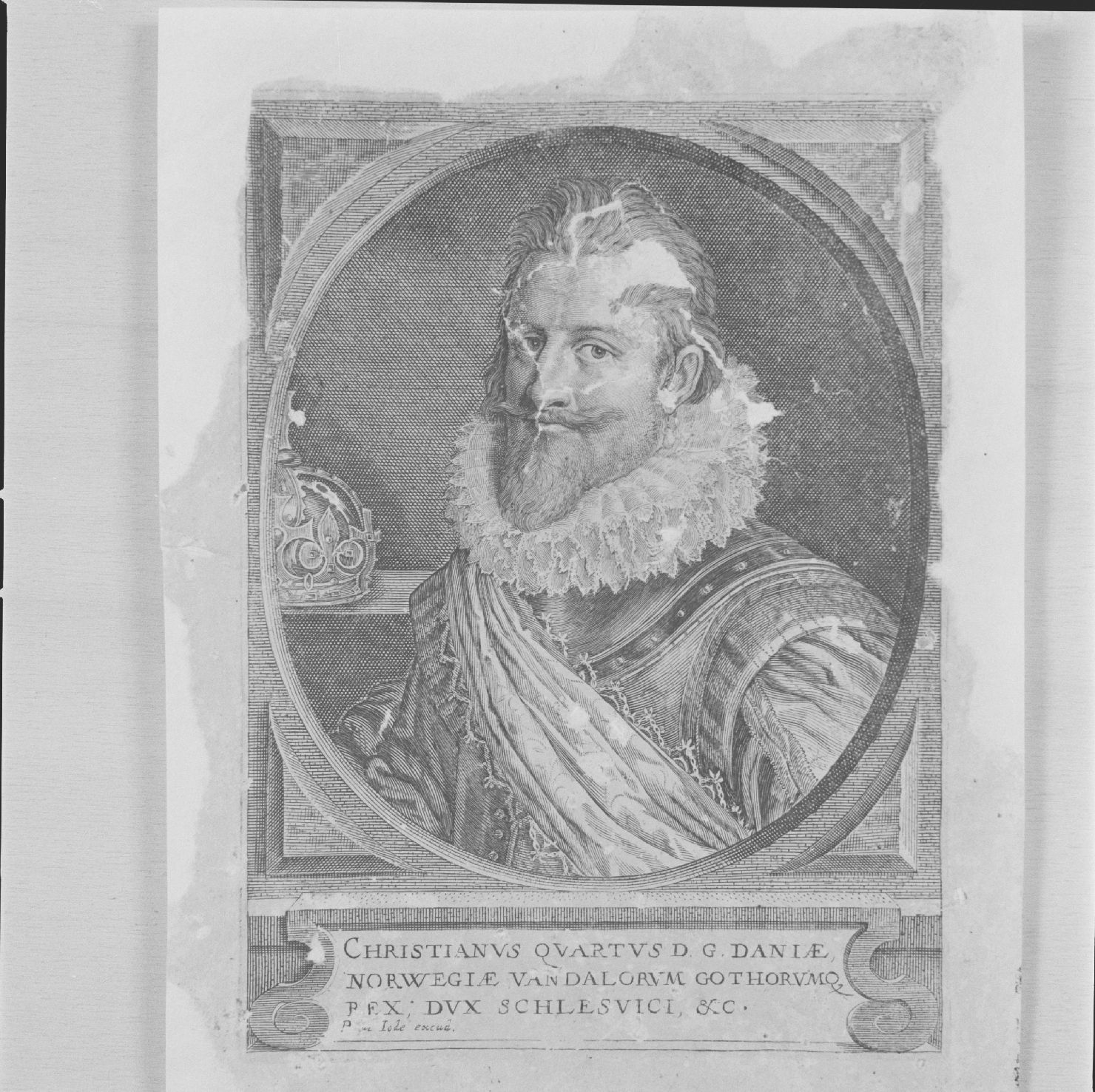 ritratto di Cristiano IV di Danimarca (stampa) - ambito fiammingo, ambito fiammingo, ambito fiammingo (sec. XVII)