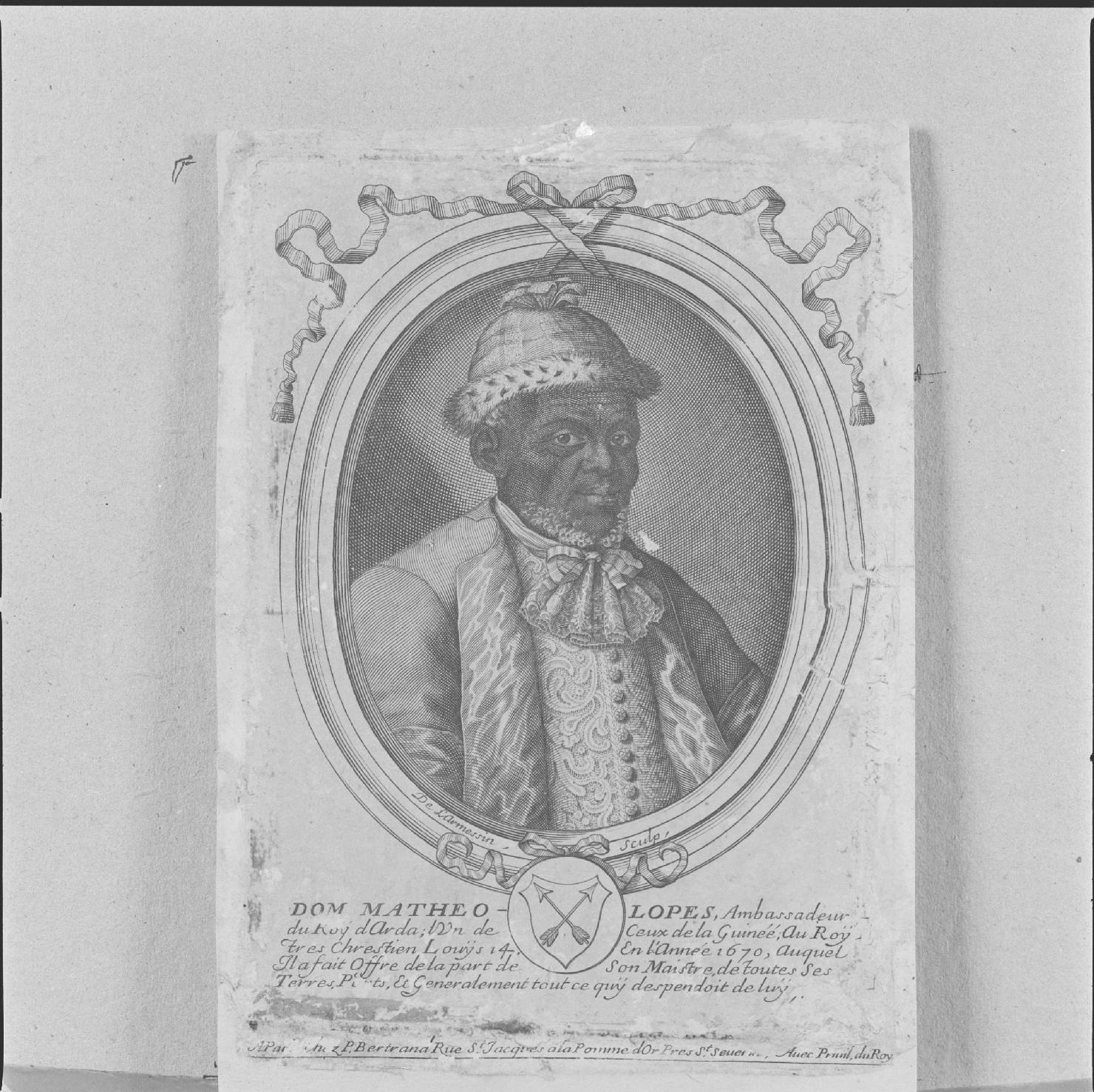 ritratto di Matheo Lopez ambasciatore della Guinea (stampa) di Larmessin Nicolas de II - ambito francese (seconda metà sec. XVII)