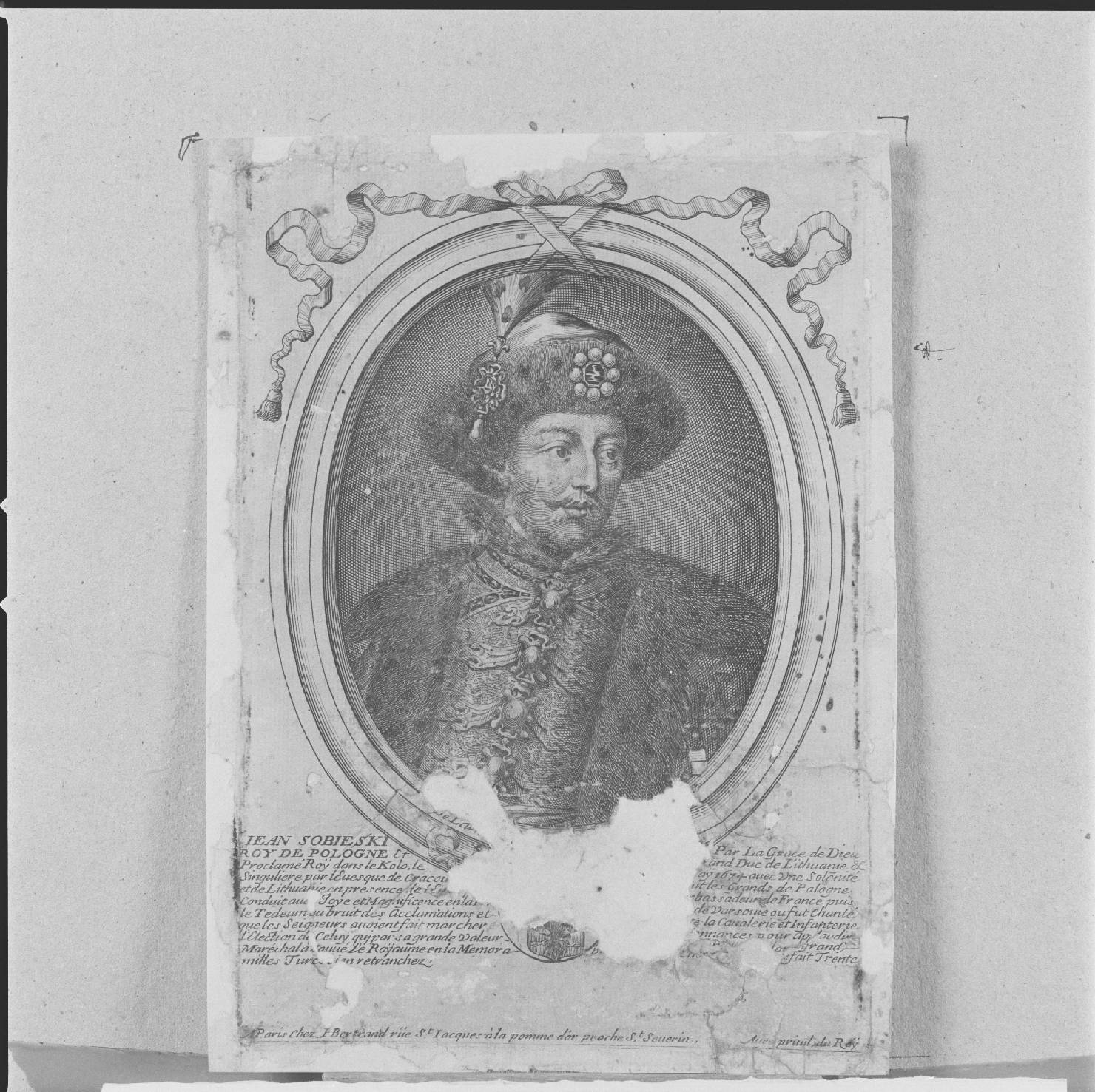 ritratto di Giovanni Sobieski re di Polonia (stampa) di Larmessin Nicolas de II - ambito francese (seconda metà sec. XVII)