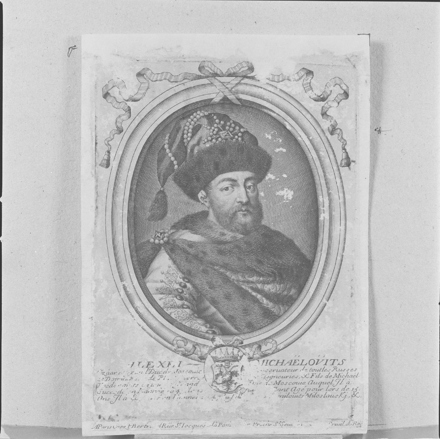 ritratto dello Zar Alessio Michaiolovich (stampa) di Larmessin Nicolas de II - ambito francese (sec. XVII)