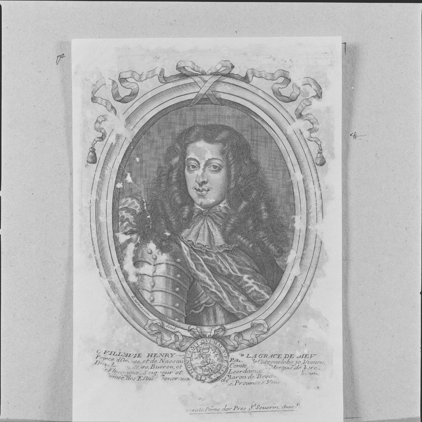 ritratto di Gugliemo Enrico di Nassau Orange (stampa) di Larmessin Nicolas de II - ambito francese (sec. XVII)