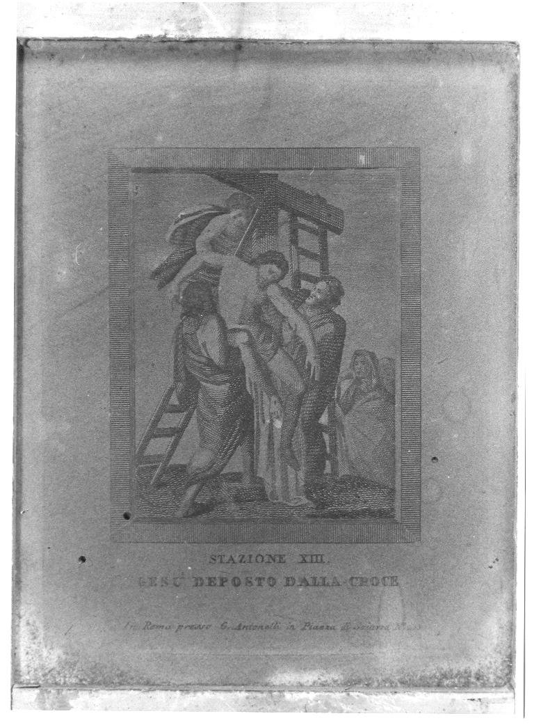 stazione XIII/ Gesù deposto dalla croce, stazione XIII: Gesù deposto dalla croce (stampa, elemento d'insieme) di Banzo Antonio (prima metà sec. XIX)