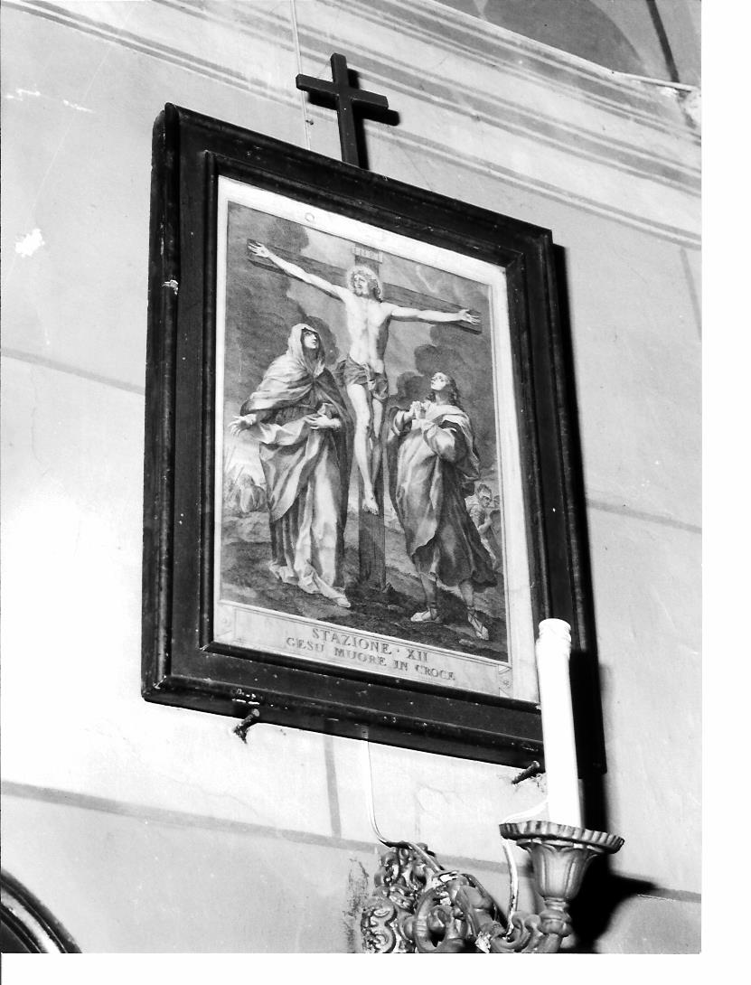 stazione XII: Gesù innalzato e morto in croce (stampa, serie) di Camuccini Pietro (fine/inizio secc. XVIII/ XIX)