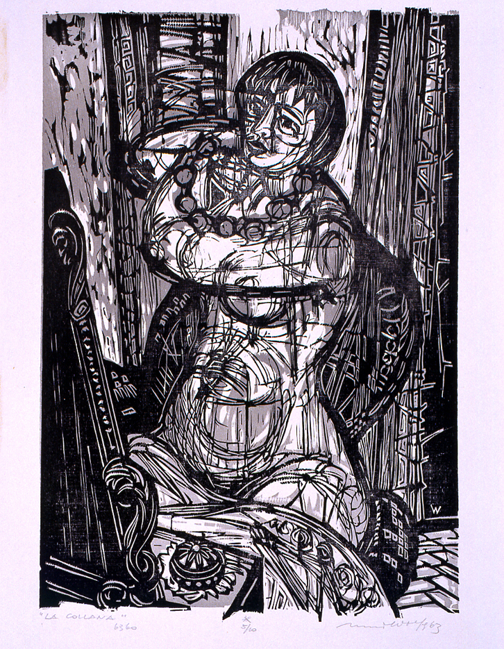 figura femminile seduta (stampa) di Wolf Remo (sec. XX)