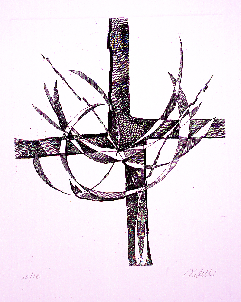 Forme astratte, croce (stampa a colori) di Vitelli Carlo (sec. XX)