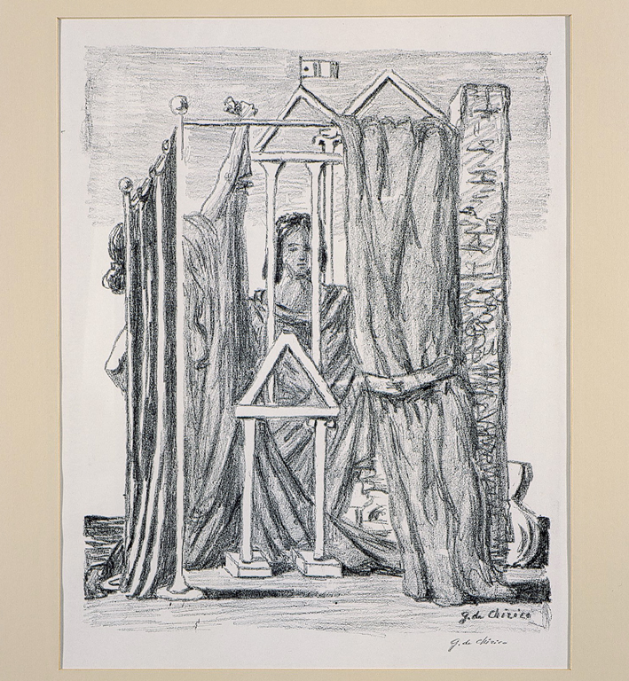 Le vestali, figura femminile (stampa) di De Chirico Giorgio (sec. XX)