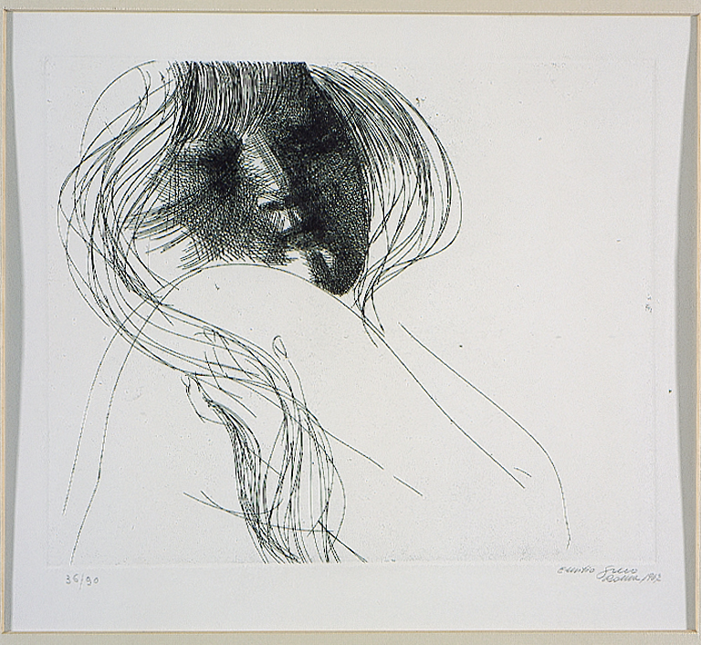 Donna allo specchio, figura femminile (stampa) di Greco Emilio (sec. XX)