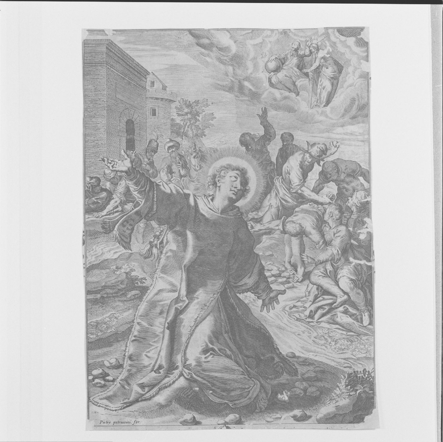 martirio di Santo Stefano (stampa) di Villamena Francesco (sec. XVII)