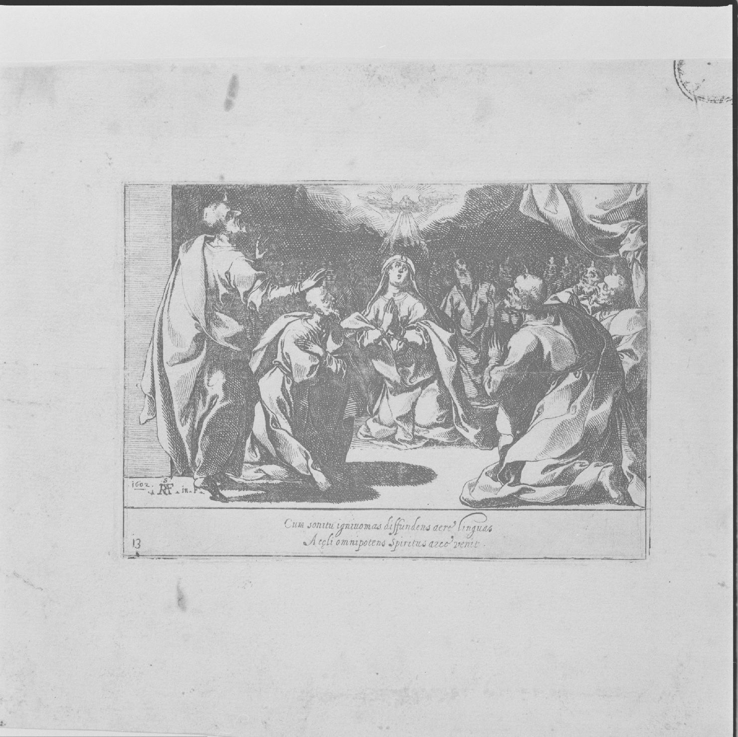 Pentecoste (stampa, elemento d'insieme) di Schiaminossi Raffaello (sec. XVII)