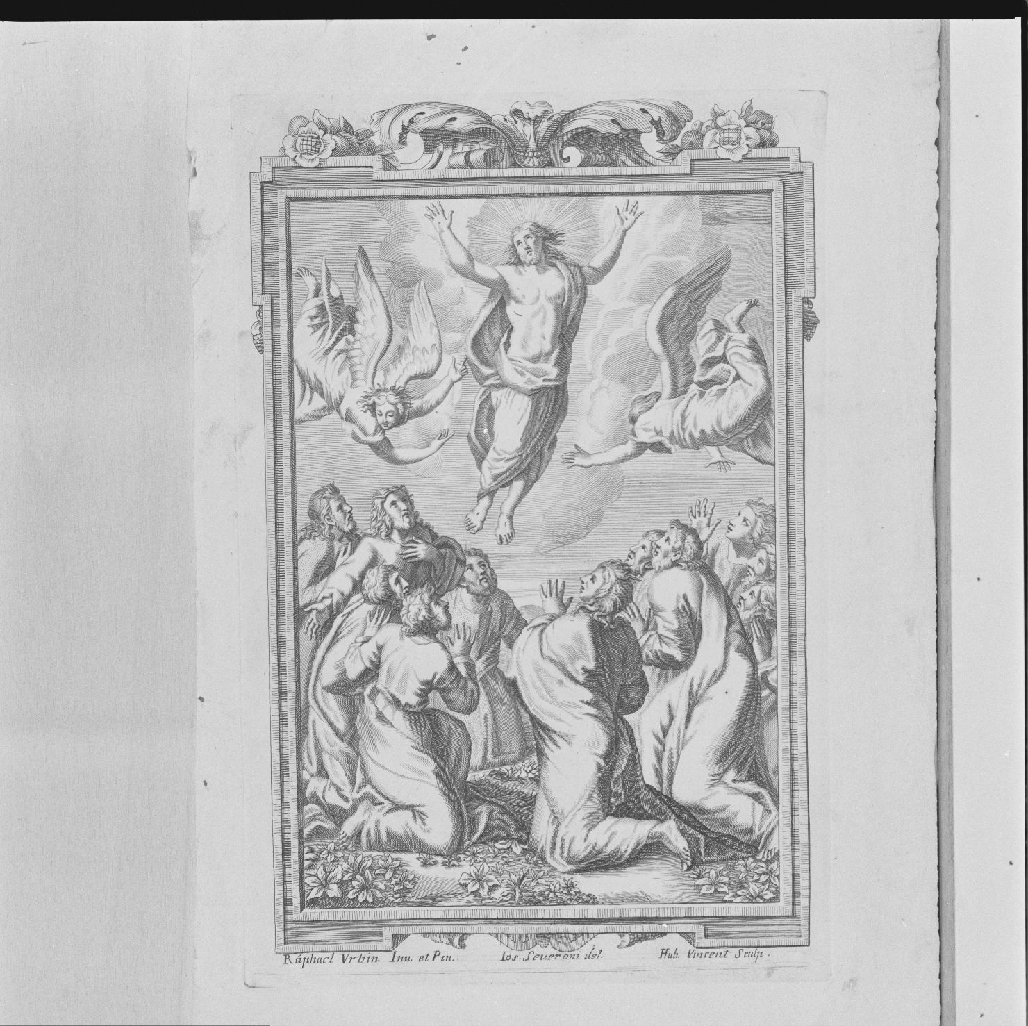 ascensione di Cristo (stampa) di Sanzio Raffaello, Saveroni Giuseppe, Vincent Hubert (seconda metà sec. XVII)
