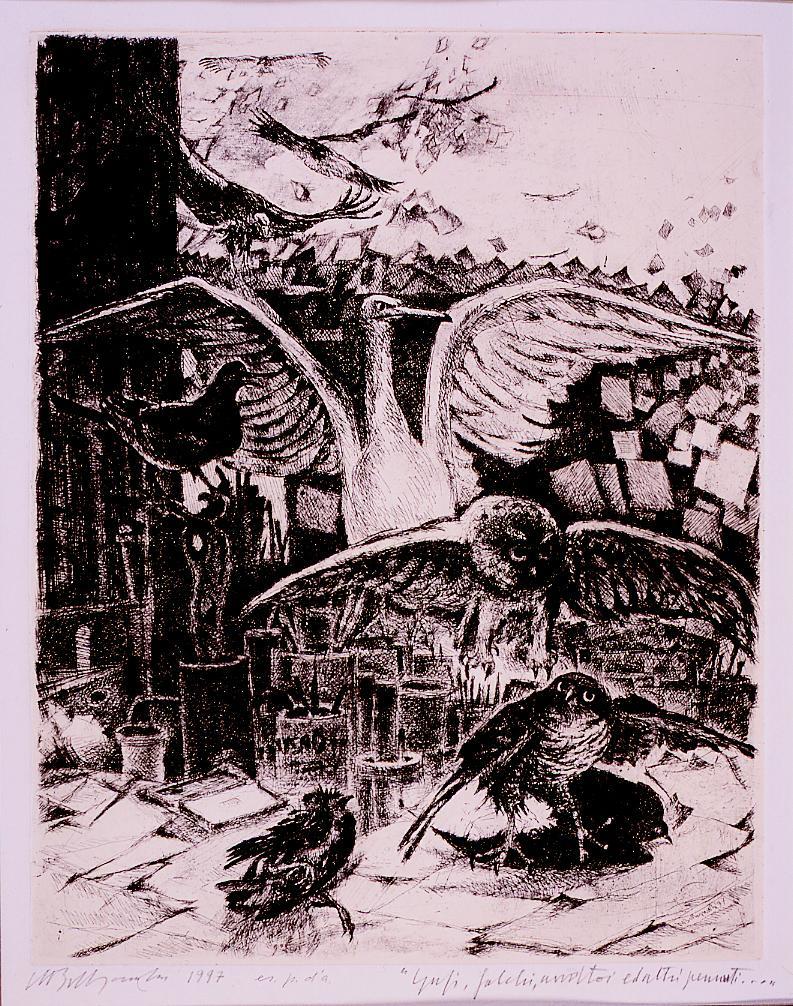 uccelli (stampa) di Bellagamba Mario (sec. XX)