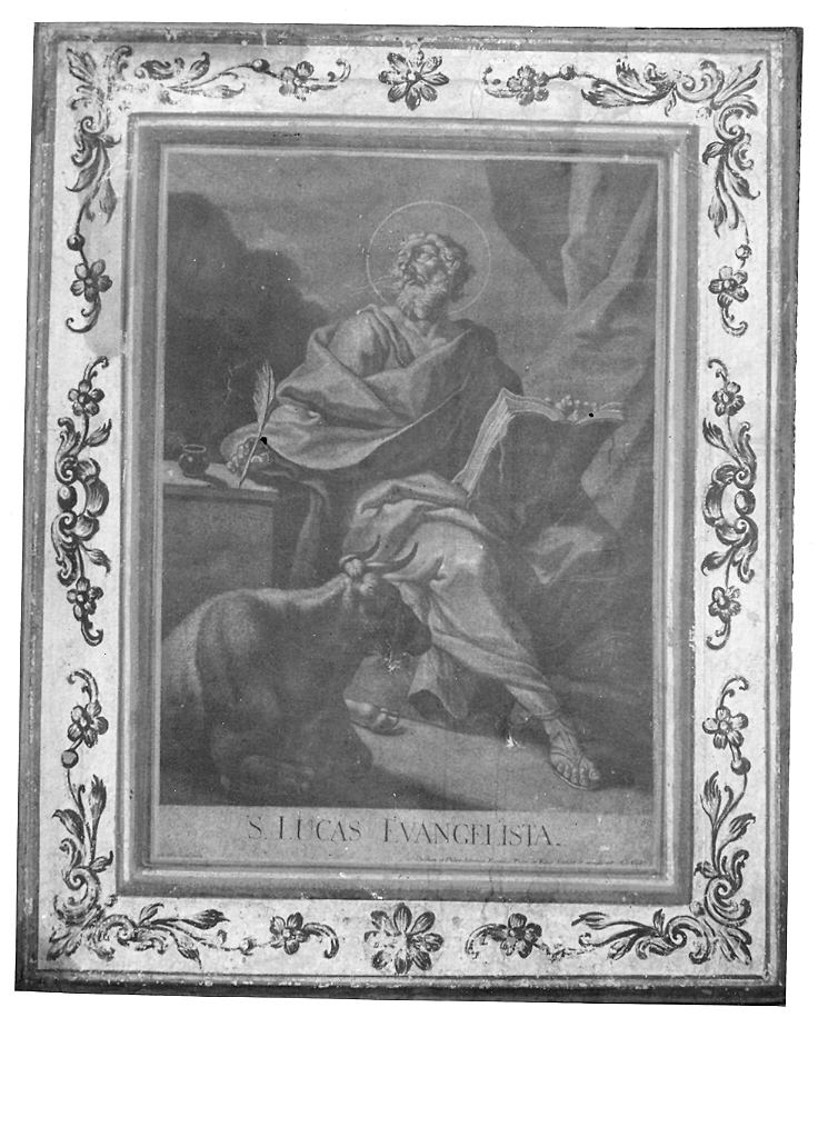 San Luca scrive il vangelo (stampa) - ambito tedesco (sec. XVIII)