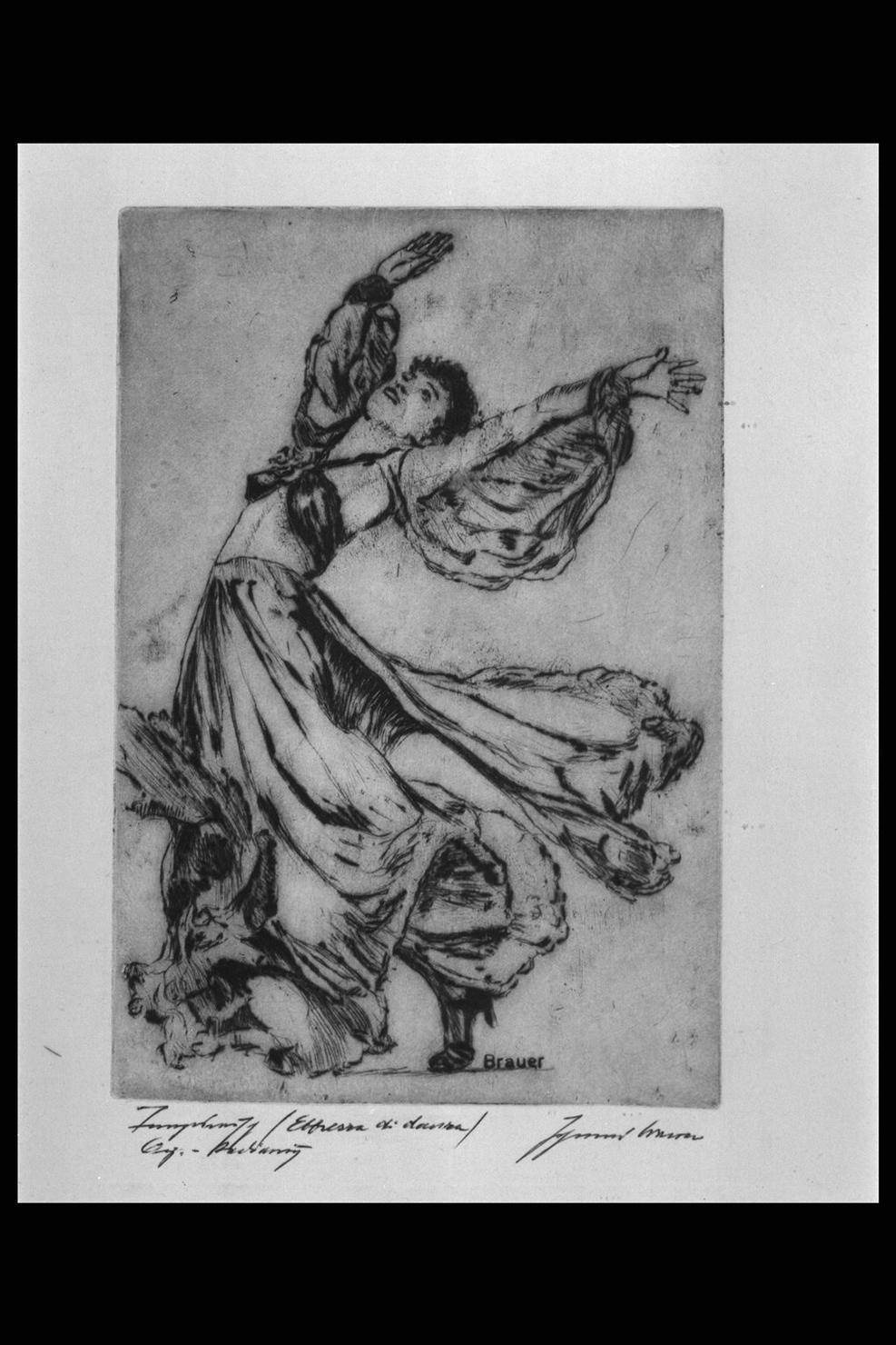 figura femminile danzante (stampa) di Brauer Sigmund (prima metà sec. XX)