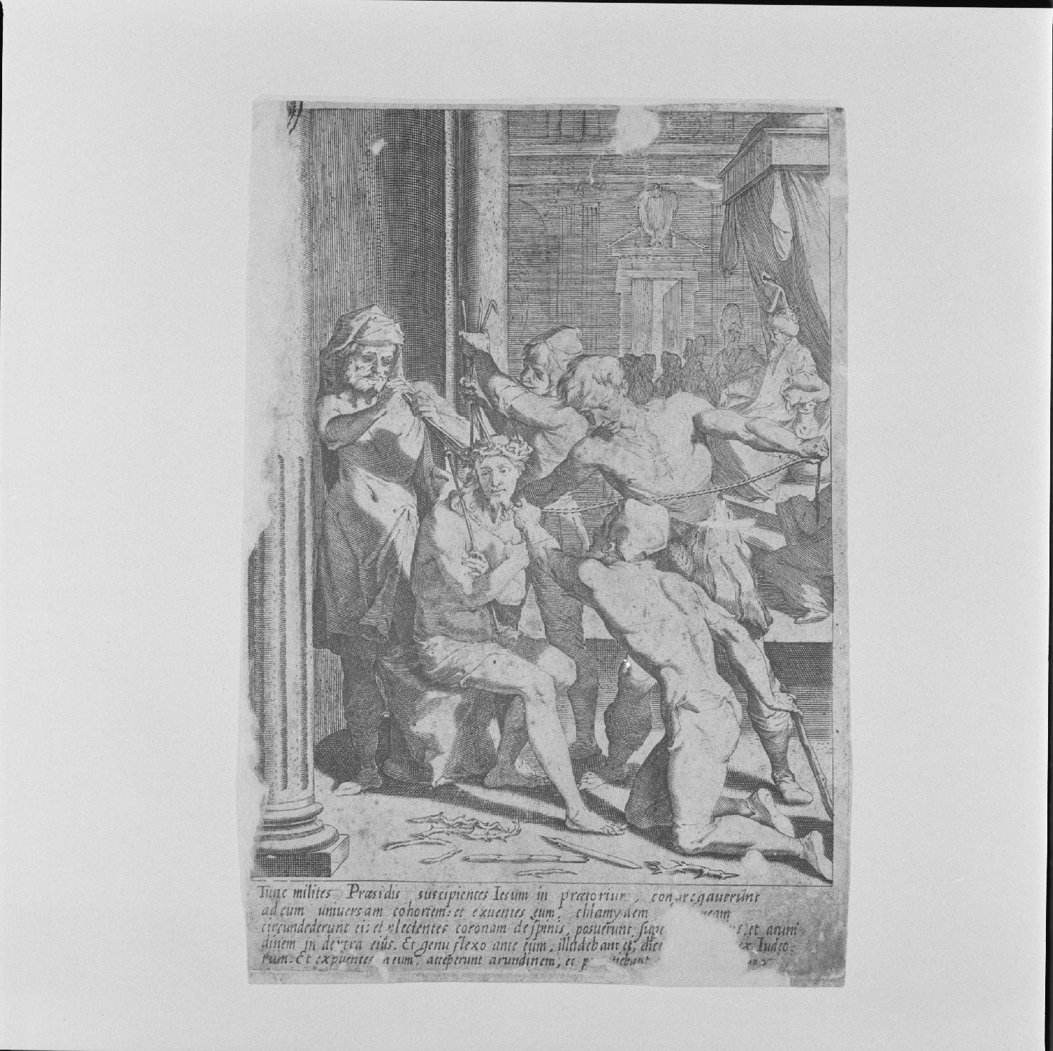 Cristo coronato di spine (stampa) di De Iode Pietro, Boscoli Andrea (prima metà sec. XVII)