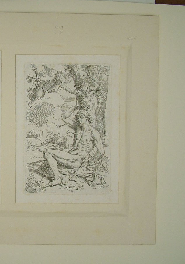 San Sebastiano curato dagli angeli (stampa) di Cantarini Simone (attribuito) (secondo quarto sec. XVII)