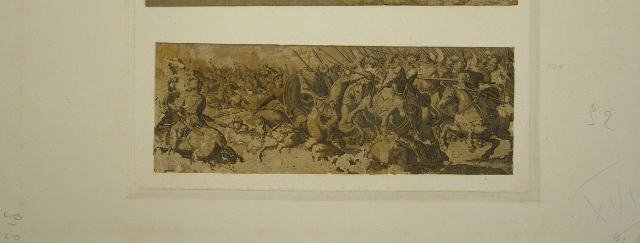 scena di battaglia (stampa, elemento d'insieme) - ambito tosco-romano (seconda metà sec. XVI)