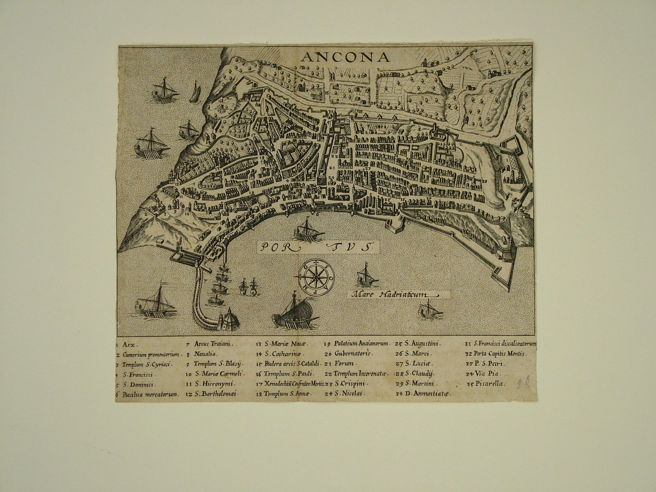 pianta della città di Ancona (stampa smarginata) - ambito tedesco (primo quarto sec. XVII)