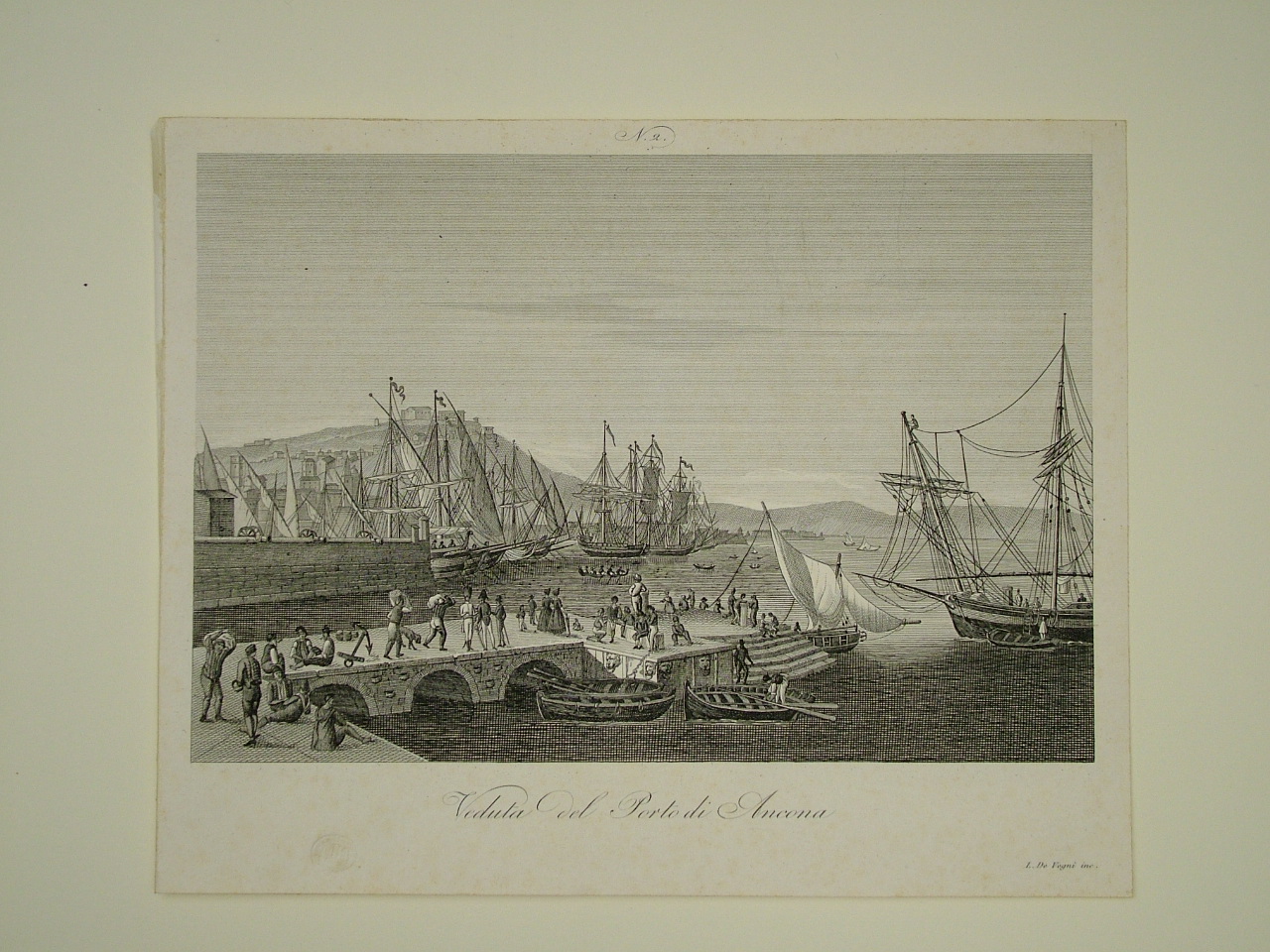 veduta del porto di Ancona (stampa smarginata) di De Vegni L (attribuito) (secondo quarto sec. XIX)