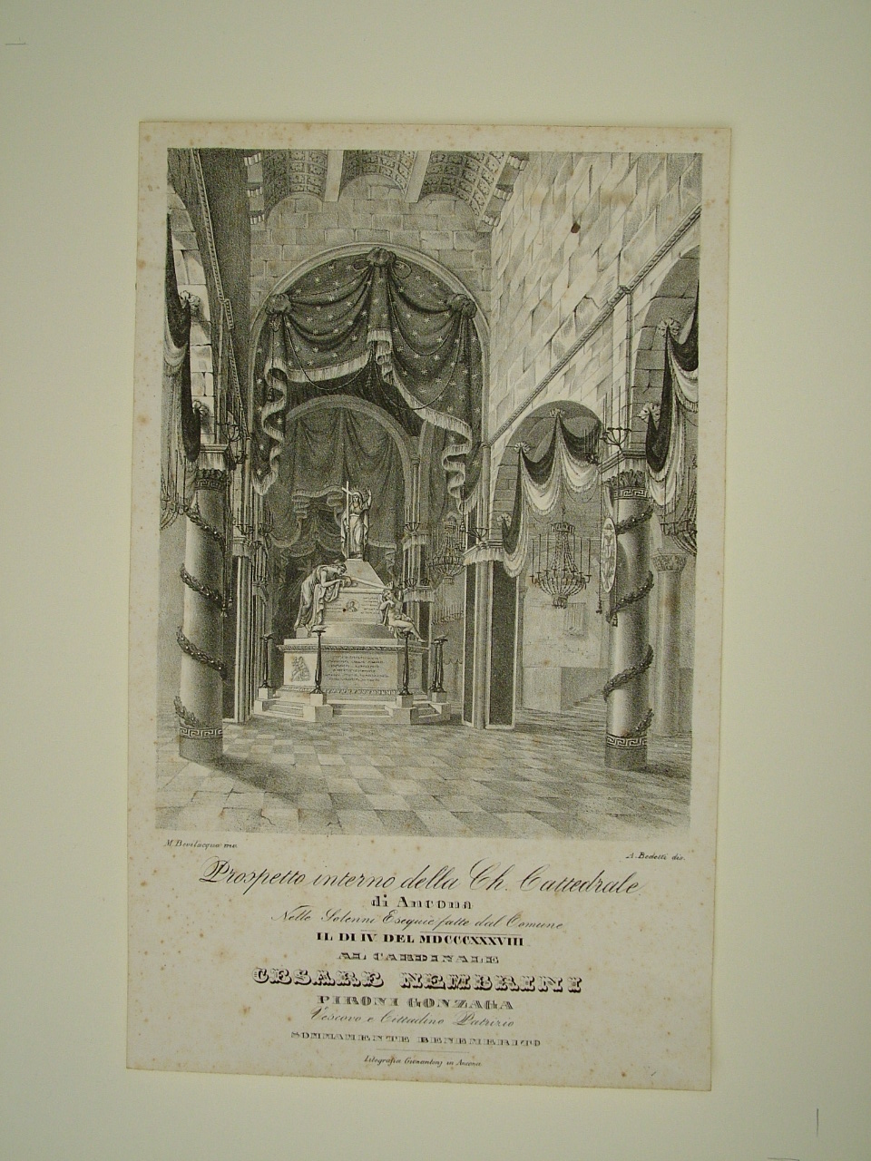 interno della cattedrale di Ancona (stampa smarginata) - ambito italiano (secondo quarto sec. XIX)