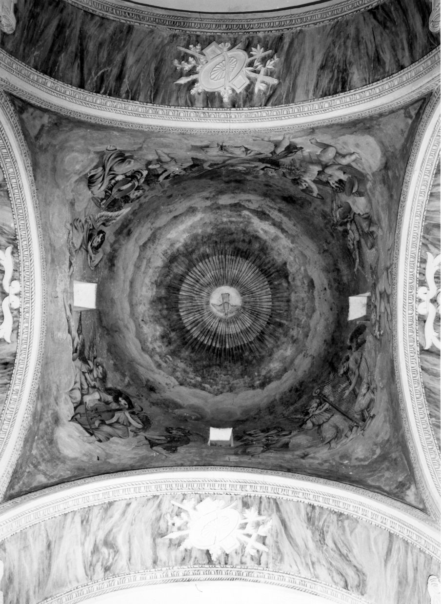 Trionfo dello Spirito Santo, gloria d'angeli e colomba dello Spirito Santo (decorazione pittorica) - ambito Italia meridionale (prima metà sec. XX)