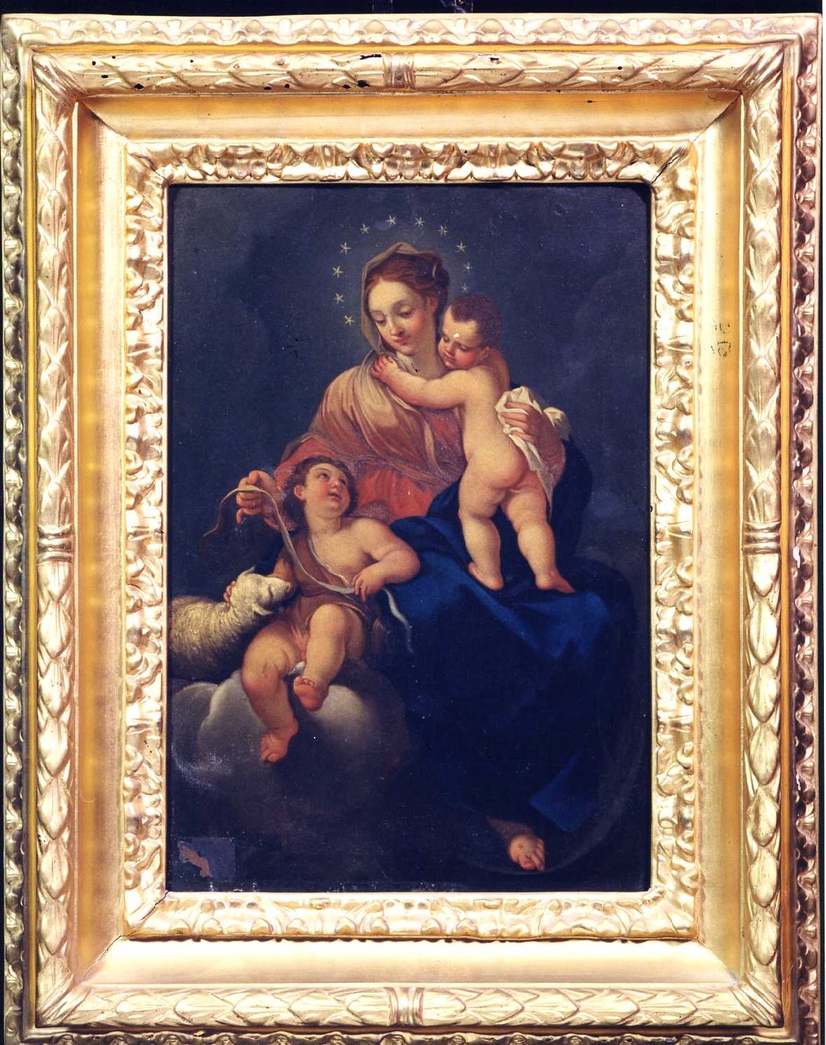 Madonna con Bambino e San Giovannino (dipinto) di Vaccaro Andrea (seconda metà sec. XVIII)