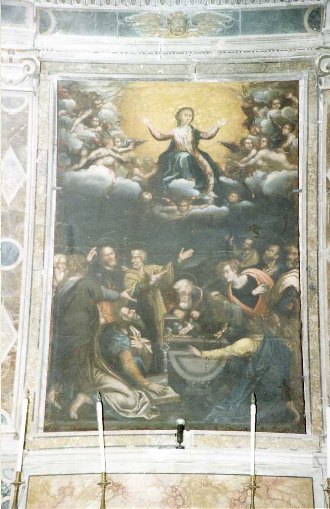 Assunzione della Vergine in cielo con i dodici Apostoli (dipinto) - ambito abruzzese (fine/inizio secc. XVI/ XVII)