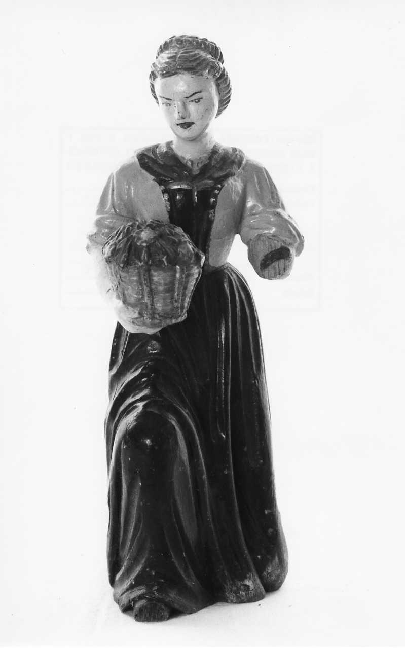 donna in ginocchio con in mano un cesto (statuetta di presepio) - bottega napoletana (secc. XVIII/ XIX)