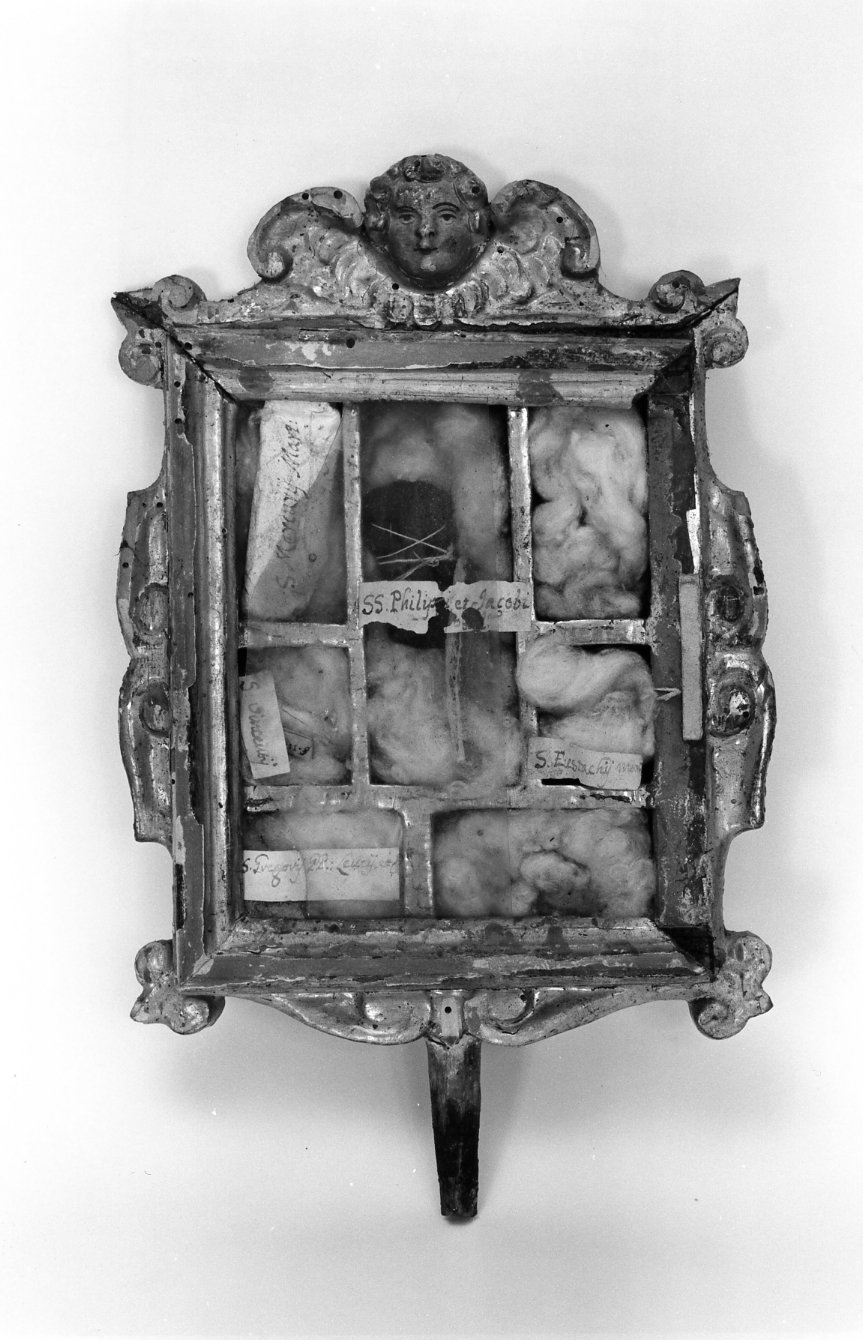 reliquiario - a tabella, frammento - bottega molisana (seconda metà sec. XVIII)